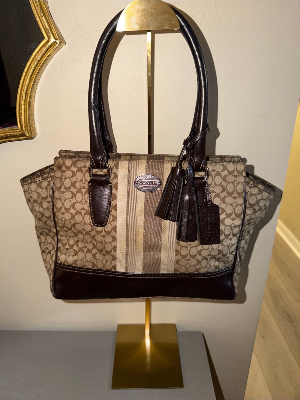 Coach Legacy Signature Stripe Candace Carryall